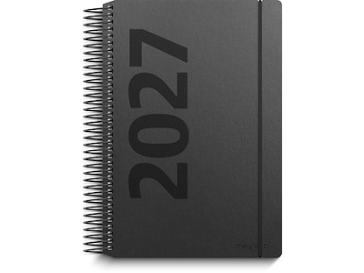 Kalender, 2027, Dag, 1 dag pr. side, Sort, Mayland