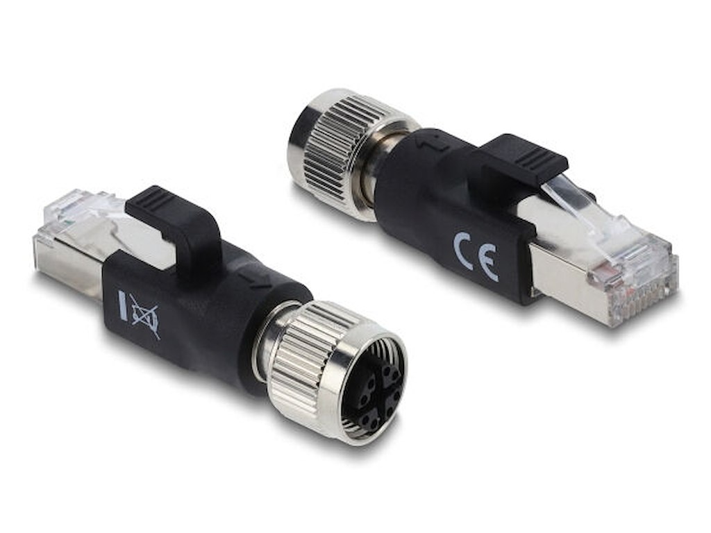 DeLOCK 90834 kabel kønsskifter M12 8-pin RJ-45 Sort
