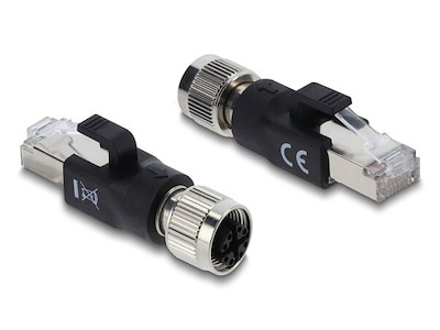 DeLOCK 90834 kabel kønsskifter M12 8-pin RJ-45 Sort
