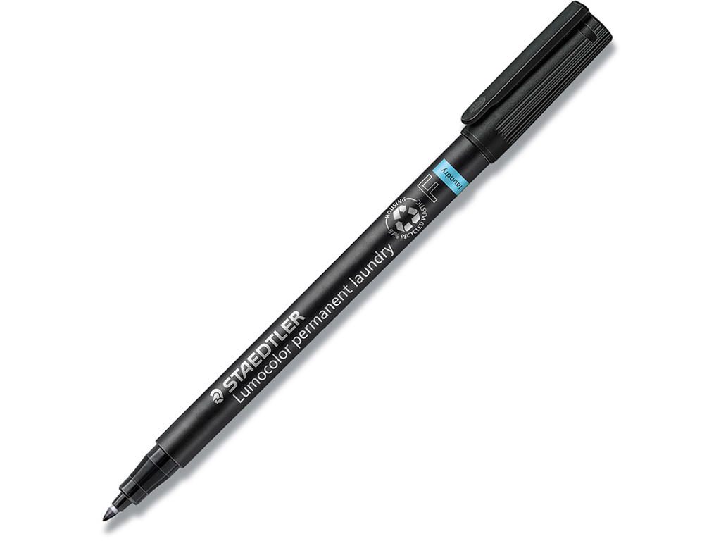 Tekstil marker, Rund spids, 0.6 mm, Sort, Staedtler Lumocolor 319 F