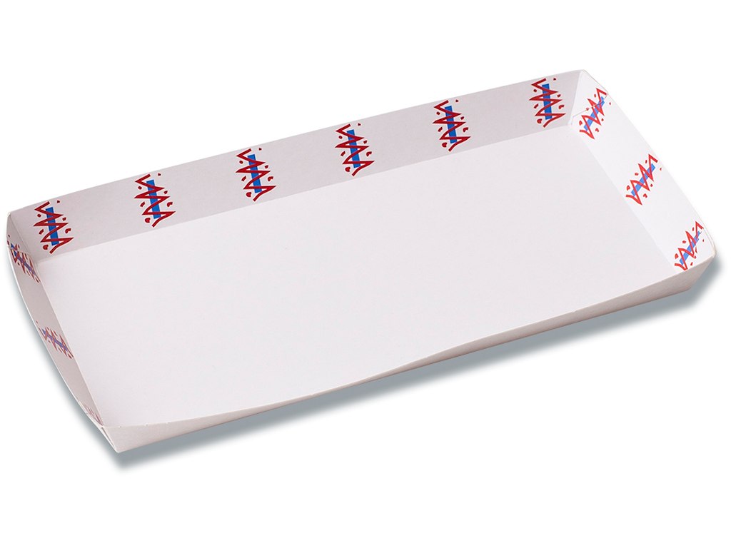 Pølsebakke m/kant 200x90x20mm indvendigt tryk 100stk