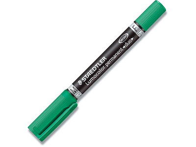 Marker, Rund spids, F og M, Grøn, Staedtler Lumocolor 348 Duo