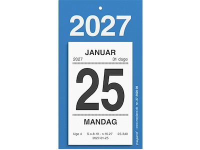 Afrivningskalender, 2027, Mayland