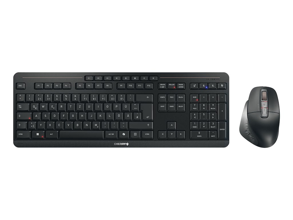 CHERRY Stream desktop ultimate tastatur Mus inkluderet Hjemme/kontor USB + RF Wireless + Bluetooth QWERTZ Tysk Sort