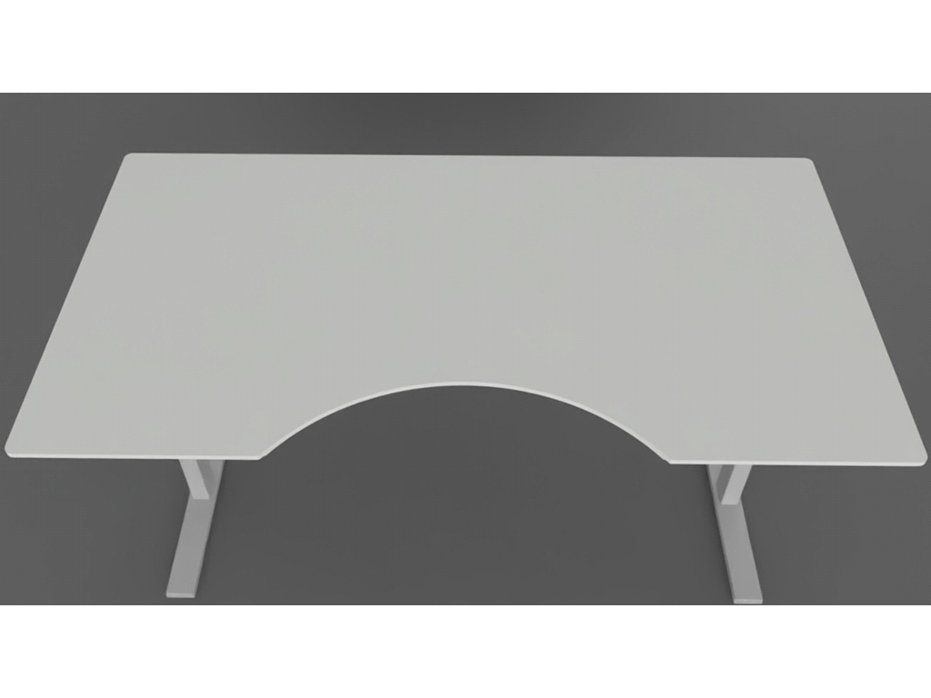 Skrivebord 180x100/80 cm. "MIR" Alu stel/Hvid plade