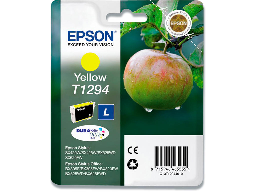 Blækpatron, 1 stk, 475 sider, Yellow-gul, Epson T1294