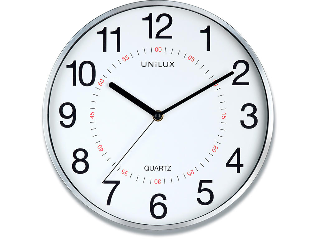 Vægur, Ø28.5 cm, Sølv, Ikke radiostyret, Unilux Aria 