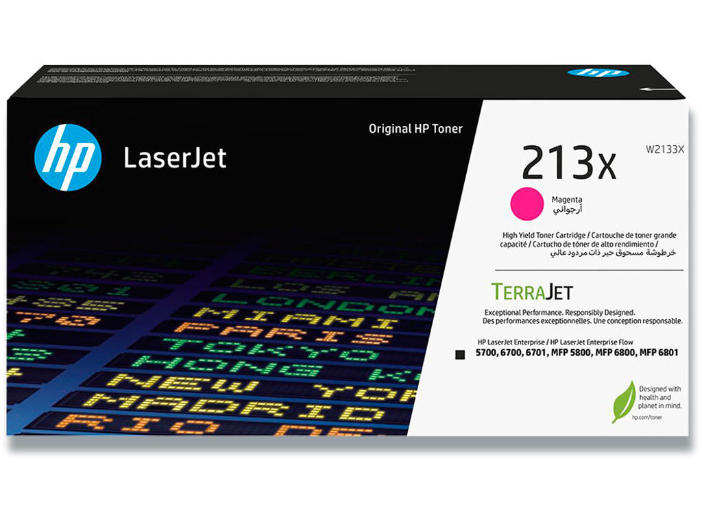 Toner, 213X, Magenta-rød, 6.000 sider, HP W2133X