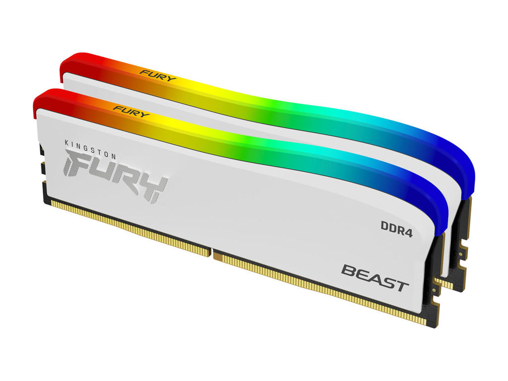 Kingston Technology FURY Beast 16 GB 3200MT/s DDR4 CL16 DIMM (Kit of 2) , hvid RGB SE