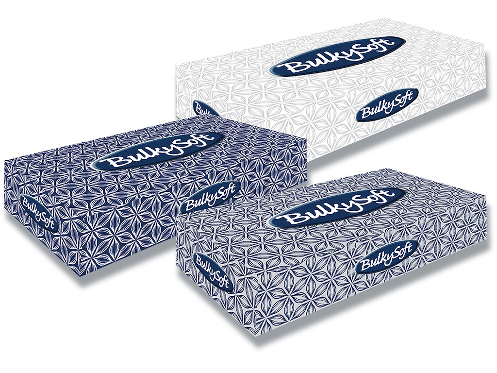 Ansigtsservietter, 2 lag, 21x21 cm, 100 stk, Bulky Soft 