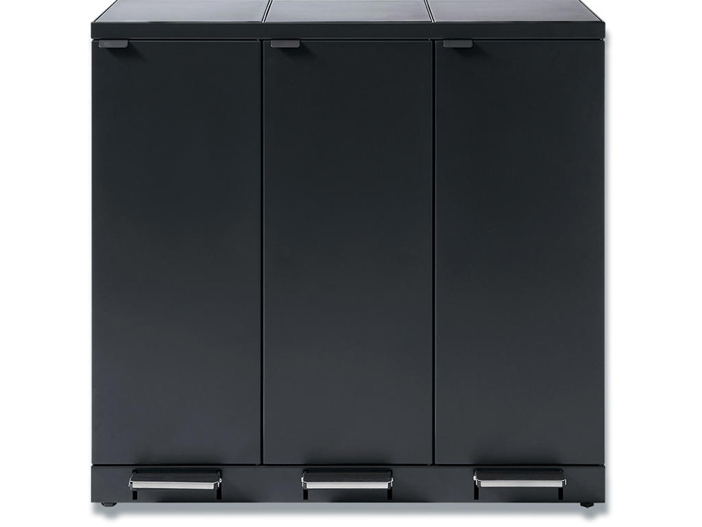 Affaldsspand, 3x65 liter, Åben, Antracit, Med fodpedaler, Bica 976