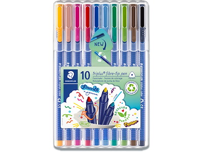 Marker, Rund spids, 1 mm, 10 assorteret, Staedtler Triplus Color 323