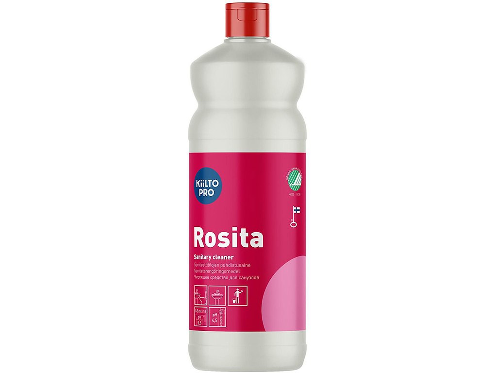 Sanitetsrengøring, Alkalisk, Med farve og parfume, 1 liter, Kiilto Pro Rosita