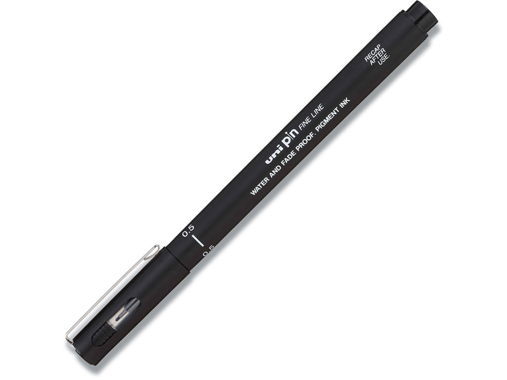 Fineliner, Sort, 0.5 mm, 1 stk, uni pin 200