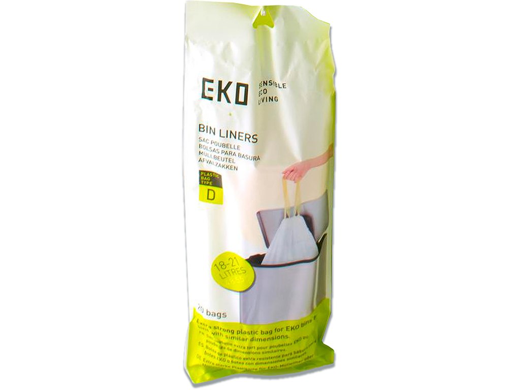 Affaldspose, Med snøreluk, 18-21 liter, 20 micron, Hvid, 24 ruller, 20 poser pr rulle, Abena EKO
