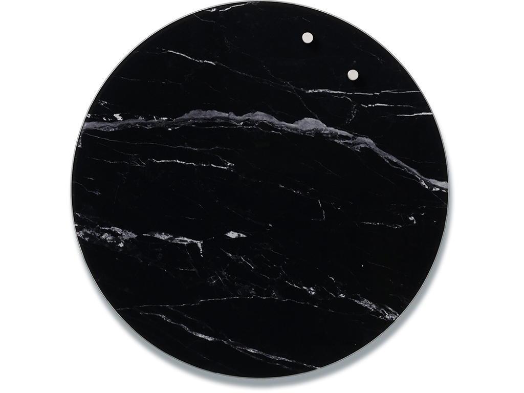 Glastavle, Magnetisk, Ø35 cm, Sort marmor, Naga 