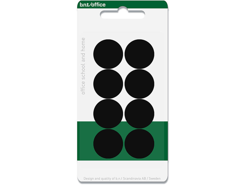 Magneter, Sort, Ø2 cm, 8 stk, BNT Office 