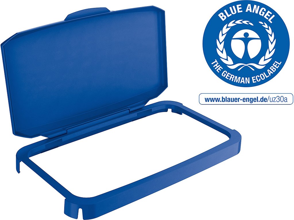 Låg til affaldsspand, Hængslet låg, 60 liter, Blå, Durable DURABIN HINGED LID 60