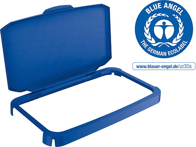 Låg til affaldsspand, Hængslet låg, 60 liter, Blå, Durable DURABIN HINGED LID 60
