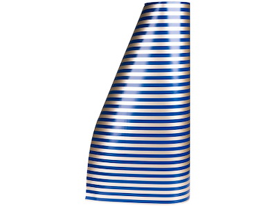 Gavepapir, Blå-guld striber, Coated, 57 cm, 150 m