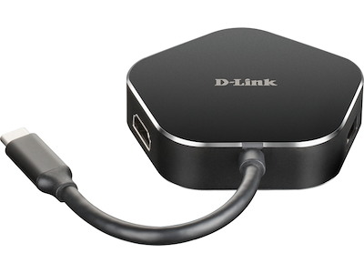 D-Link DUB-M420 dockingstation Ledningsført Thunderbolt 3 Aluminium, Sort