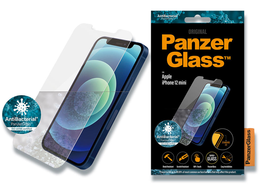Skærmbeskyttelse, iPhone 12 Mini, Klar, 1 stk, PanzerGlass Antibacterial 