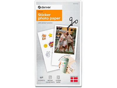 Fotopapir, Klistermærke, 20 ark, Denver PSP-61