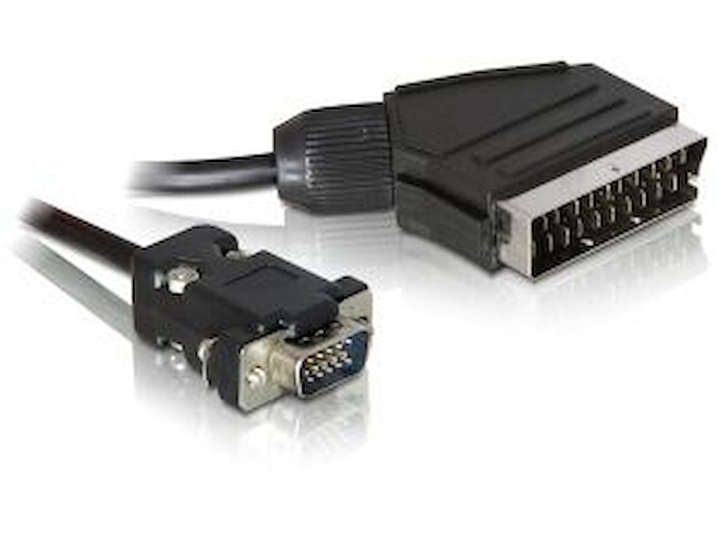 DeLOCK 65028 videokabel adapter 2 m SCART (21-pin) VGA (D-Sub) Sort