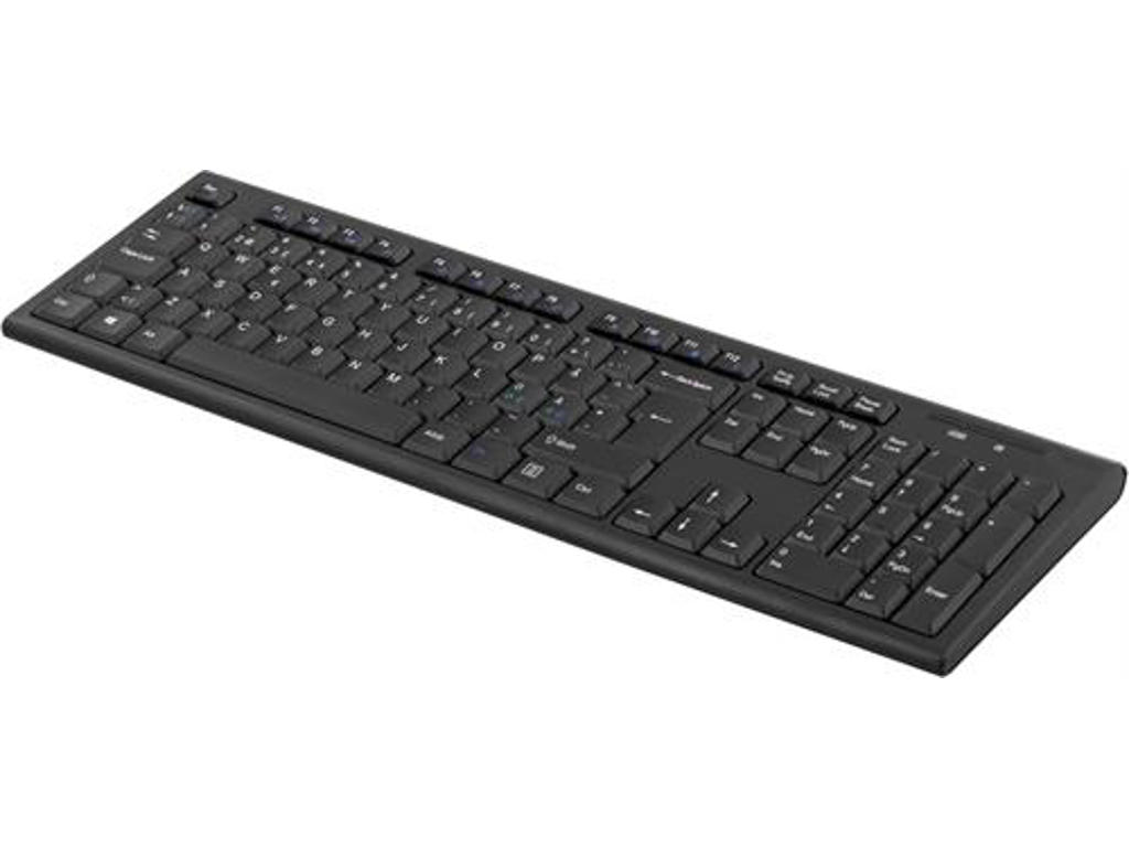 Deltaco Trådløst tastatur, nordisk layout, USB, nano-modtager, 10m rækkevidde, sort