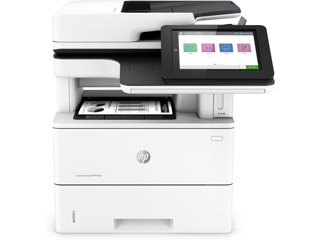 HP LaserJet Enterprise M528f Multifunction Sort og hvid Printer, Kun ethernet; Kopimaskine, scanner