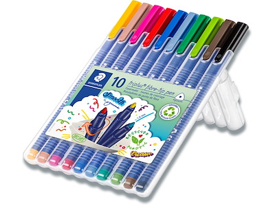 Marker, Rund spids, 1 mm, 10 assorteret, Staedtler Triplus Color 323