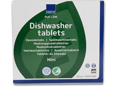 Opvasketabs, Mini, Vandopløselig folie, 120 stk, Puri-Line