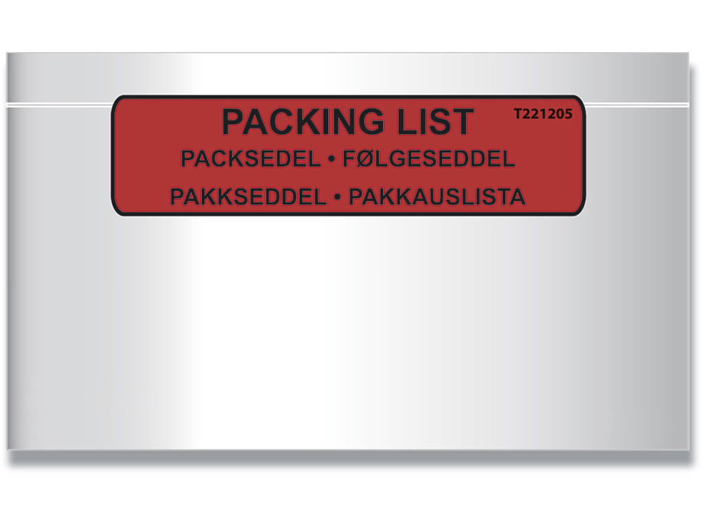 Følgeseddellommer, ''Følgeseddel'' på 5 sprog, M65, 1000 lommer, BNT Docustick Value Range