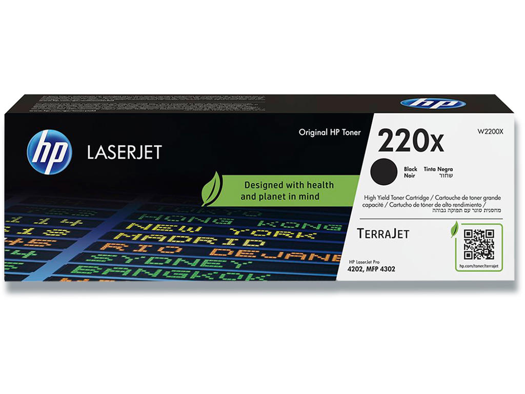 Toner, 220X, Black-sort, 7.500 sider, HP W2200X