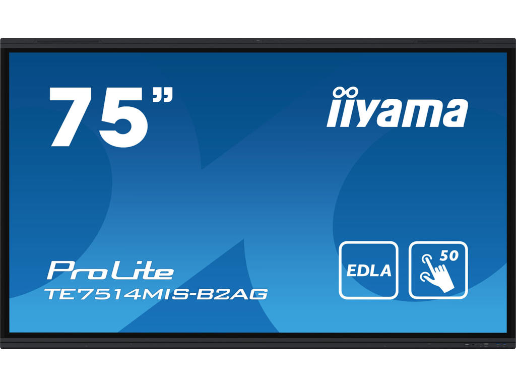 iiyama PROLITE TE7514MIS-B2AG Digital fladpaneldisplay 190,5 cm (75") LCD Wi-Fi 435 cd/m² 4K Ultra HD Sort Berøringsskærm Indbygget processer Android 24/7