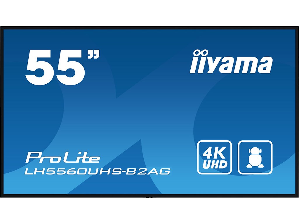iiyama LH5560UHS-B2AG skilte display Digital A-tavle 138,7 cm (54.6") LED Wi-Fi 500 cd/m² 4K Ultra HD Sort Indbygget processer Android 11 24/7