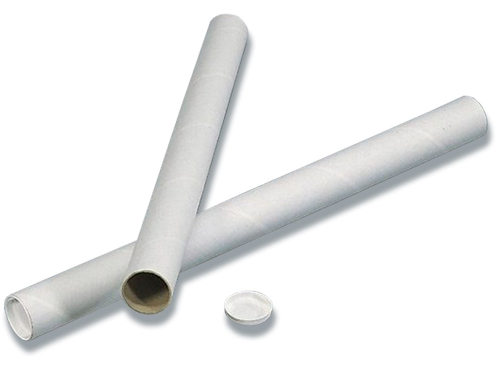 Paprør, Med låg, Ø100x750x2mm, Hvid, 