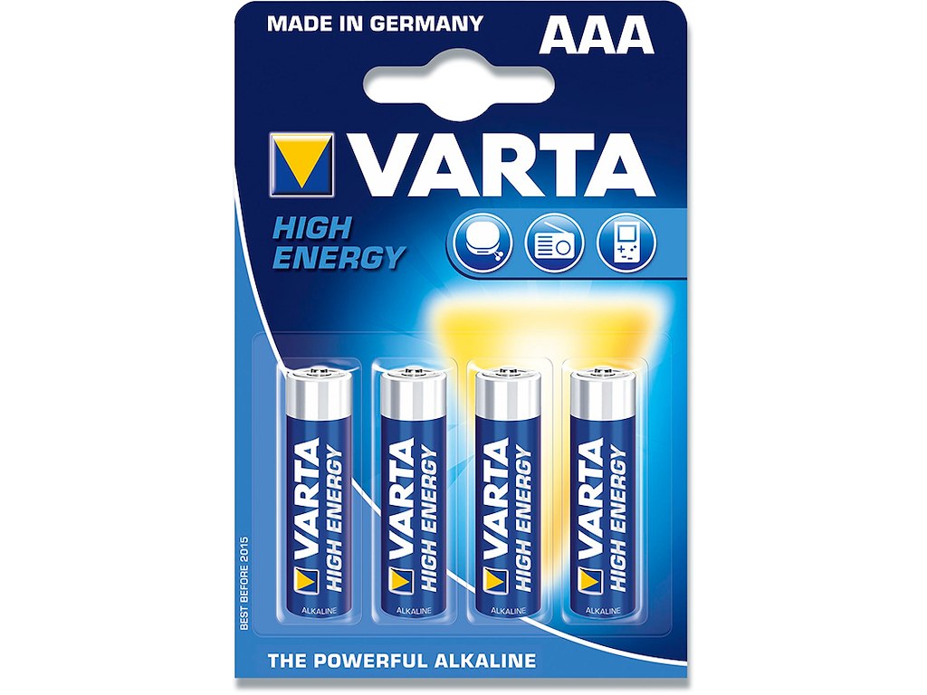 Batteri, AAA, 1.5 V, 4 stk, Varta High Energi