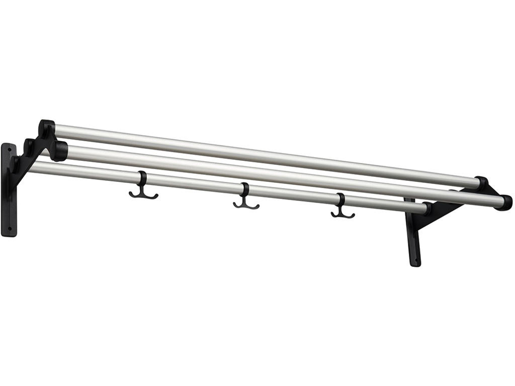 Hattehylde tilpasset længde, Nostalgi, Modelnr 291, Aluminium/sort, Essem Design DK