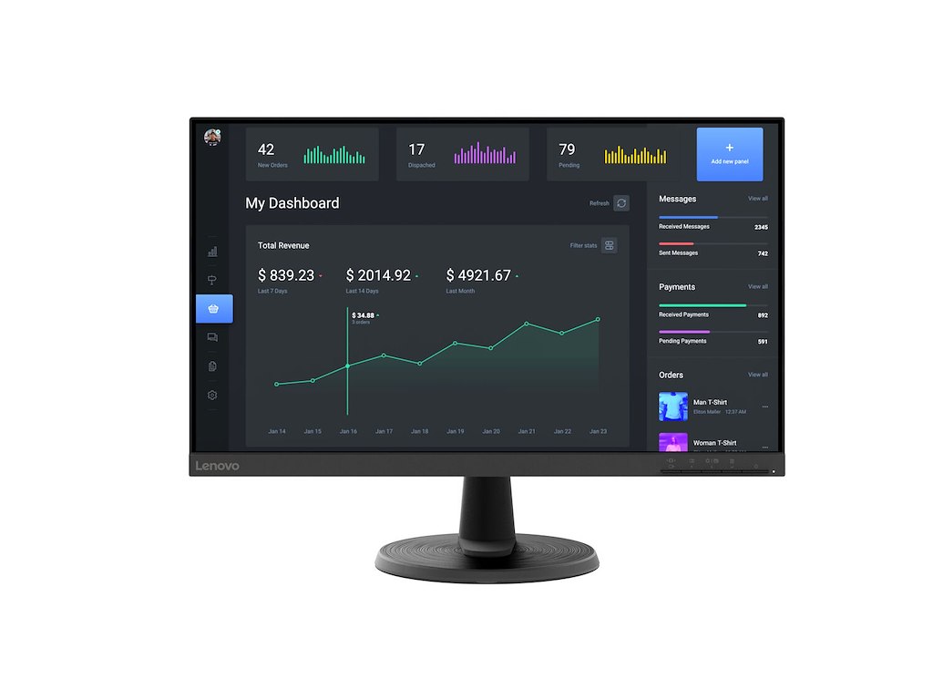 Lenovo C24-40 computerskærm 60,5 cm (23.8") 1920 x 1080 pixel Fuld HD LED Sort