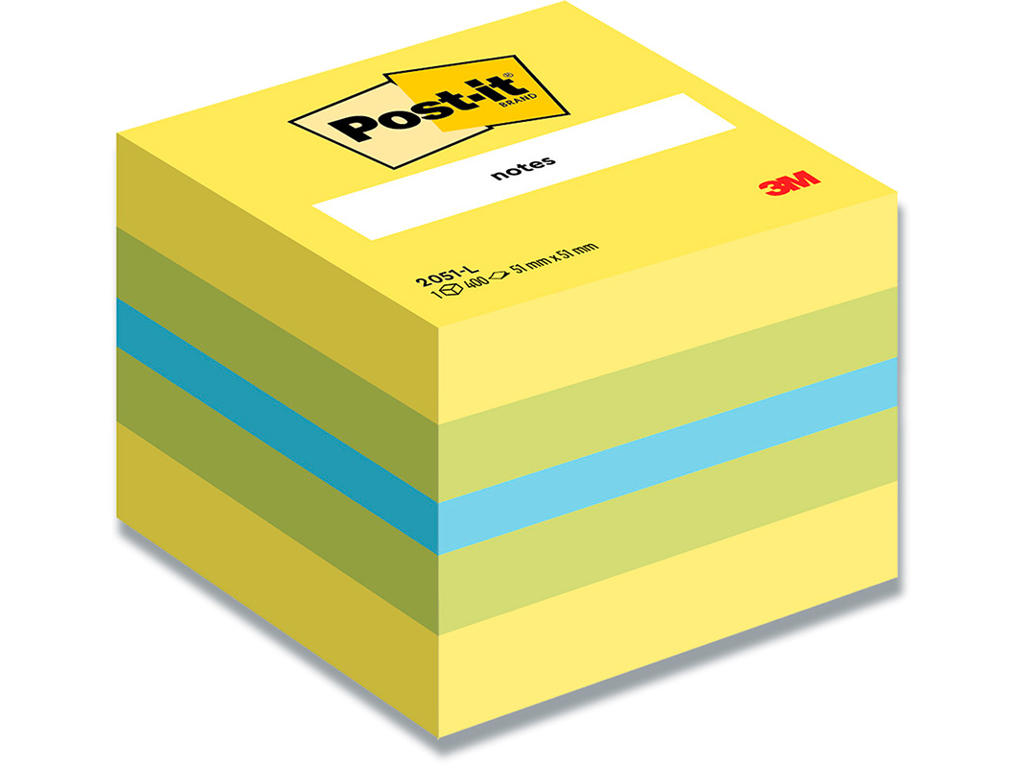 Memonotes, 51x51 mm, Assorteret Lemon, 1 blok, Post-it Kubusblok Mini