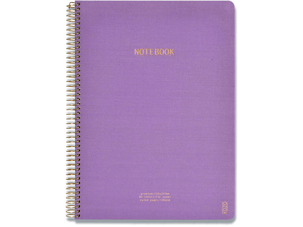 Notesblok, A4, Linjeret, Periwinkle, Kozo Premium