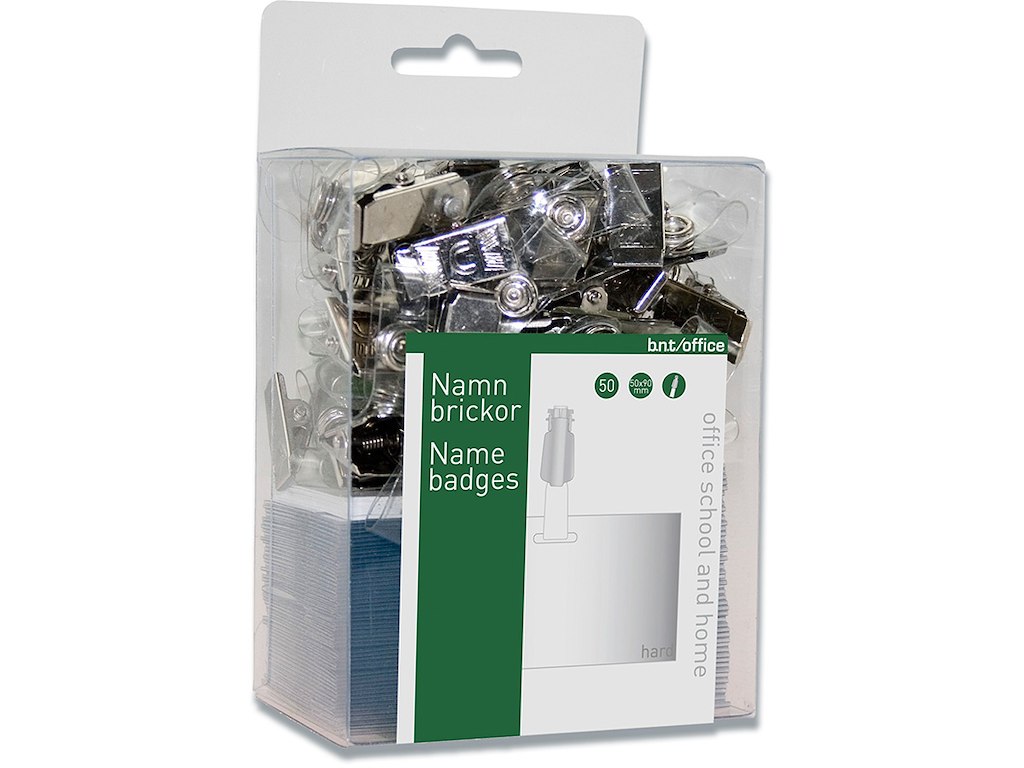Navneskilt, Med stropklemme og indstik, 50x90 mm, 1 stk, BNT Office 