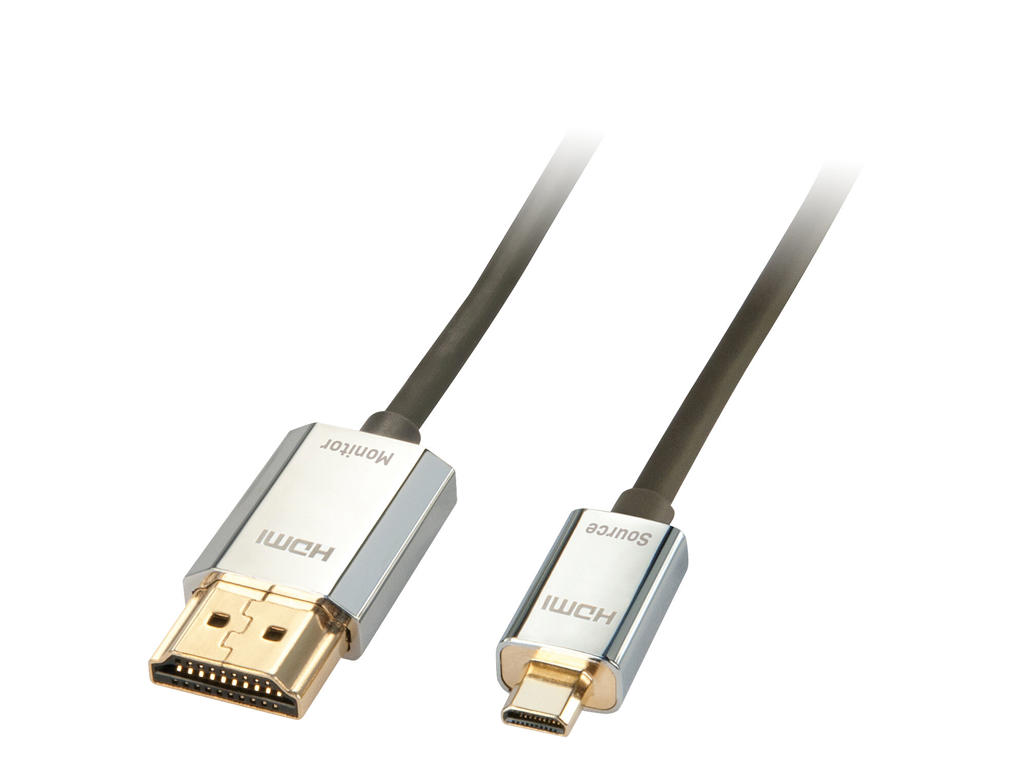 Lindy 41678 HDMI-kabel 3 m HDMI Type A (Standard) HDMI Type D (Micro) Sort, Krom, Guld
