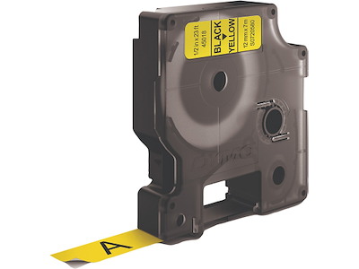 Labeltape, 12mm x 7m, Sort på Gul, 1 rulle, Dymo D1 45018
