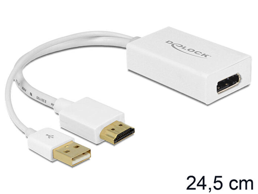 DeLOCK 62496 videokabel adapter 0,245 m DisplayPort HDMI + USB Hvid