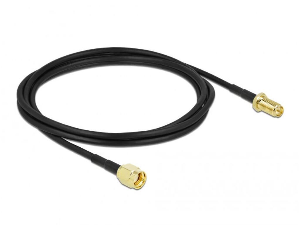 DeLOCK 90445 koaxial kabel LMR100 2 m RP-SMA Sort