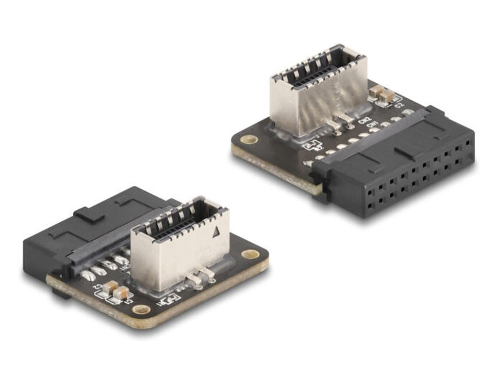 DeLOCK 67239 kabel kønsskifter 19-pin USB USB Type-E Sort, Rustfrit stål