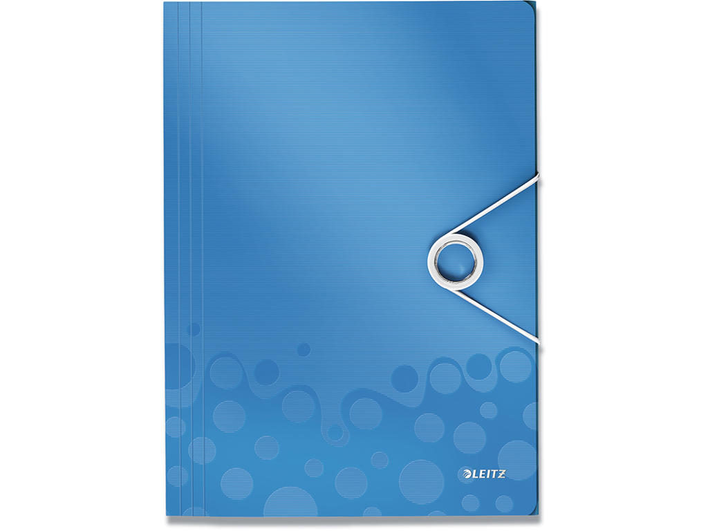 Samlemappe, 3 klapper, 1 elastik, Metallic blå, Leitz WOW 