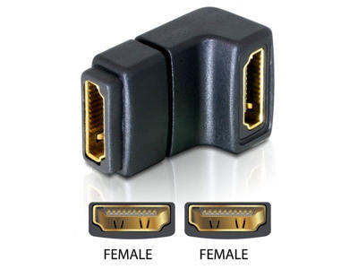 DeLOCK Adapter HDMI female > HDMI female 90° down HDMI 1.3 Sort